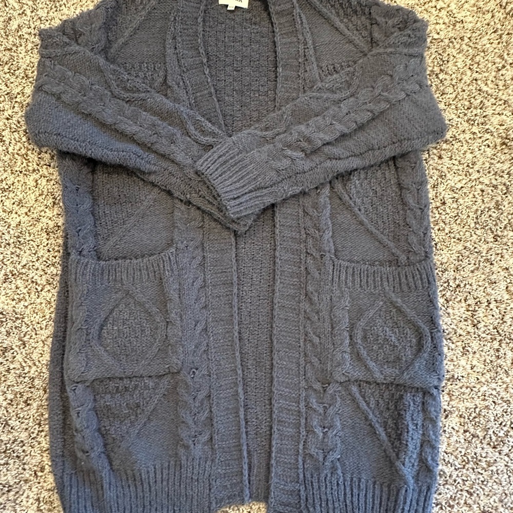 ADORA Gray Cable Knit Cardigan